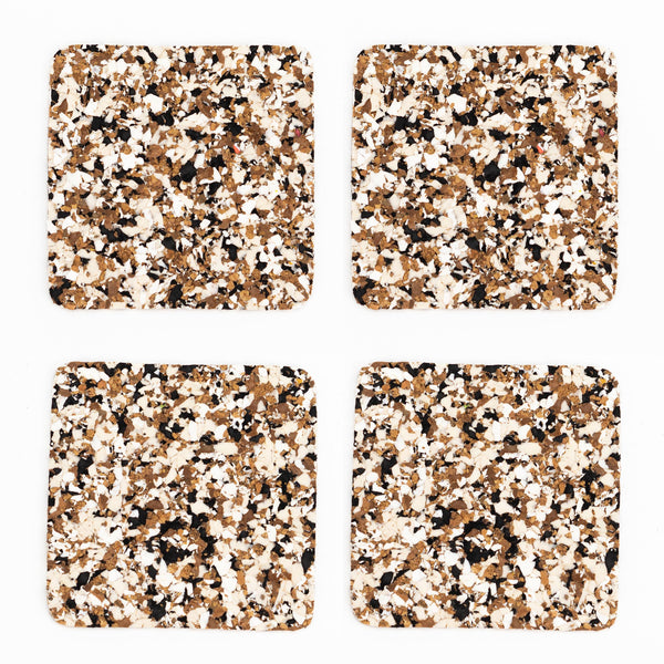 Speckled Square Cork Coasters Set of 4 - Black