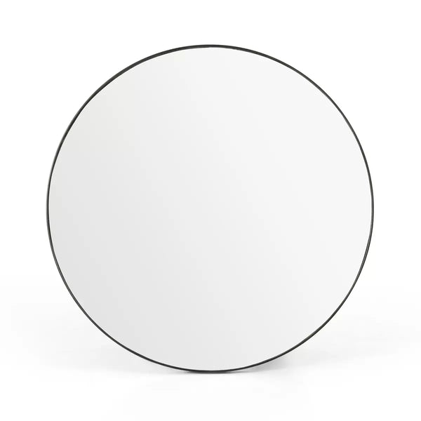 Rustic Black Round Mirror