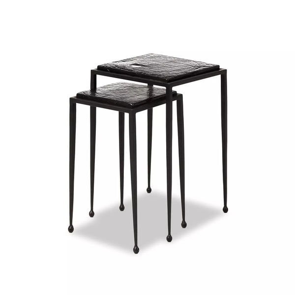 Smoked Black Glass Nesting Tables