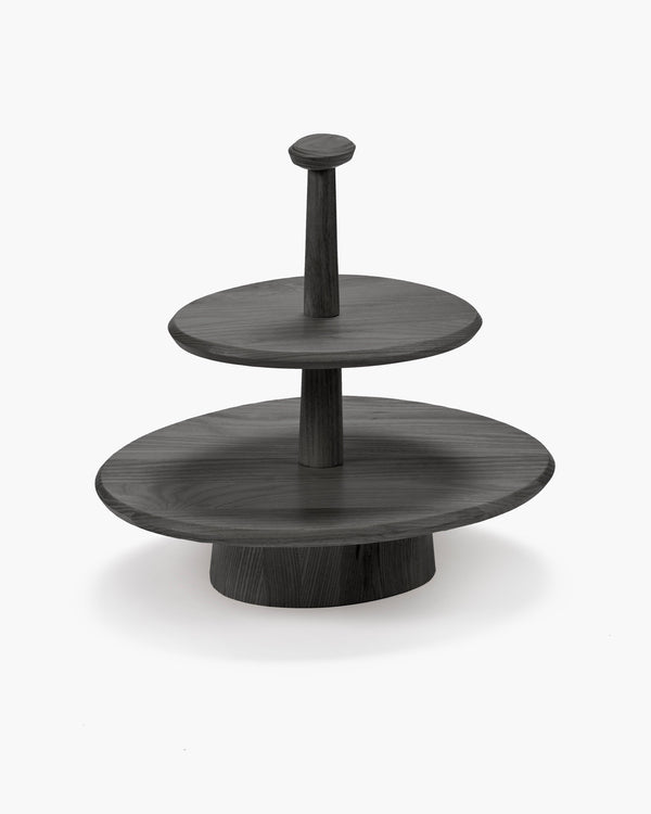 Dune Two Tier Black Wood Cake Stand