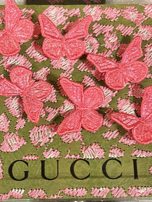 Petite Butterfly Swarm - Embroidery stitched directly through a luxury box.