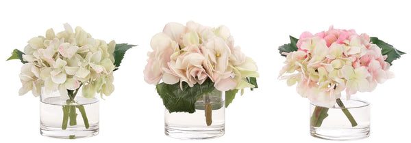 Pink Hydrangea in Glass Cylinder