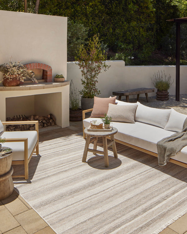 Amber Lewis x Loloi Malibu Ivory / Dove 6'-4" x 9'-2" Area Rug