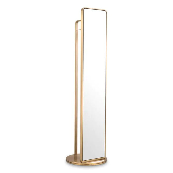 Brass Floor Mirror with Coatrack