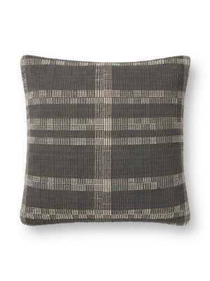 Amber Lewis x Loloi Cove Smoke / Natural 18'' x 18'' Cover w/Poly Pillow