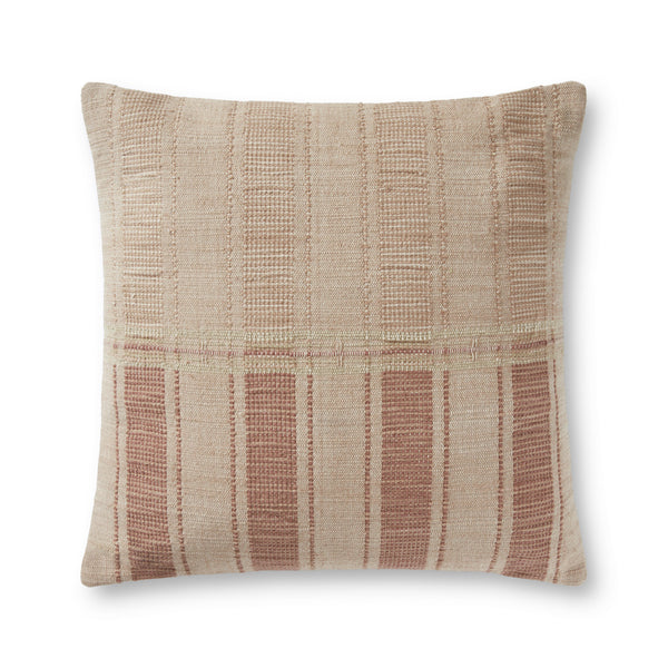 Amber Lewis x Loloi PAL0002 Natural / Rust 22" x 22" Cover w/Poly Pillow
