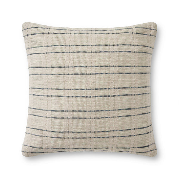 Amber Lewis x Loloi PAL0006 Cream / Blue 22" x 22" Cover Only Pillow
