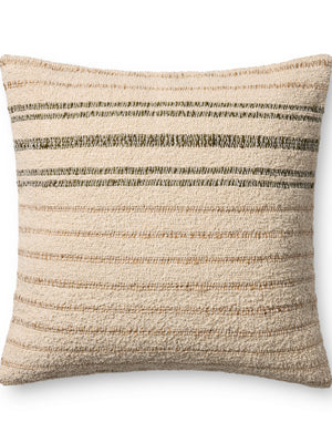 Amber Lewis x Loloi Atley Natural / Olive 22'' x 22'' Cover w/Poly Pillow