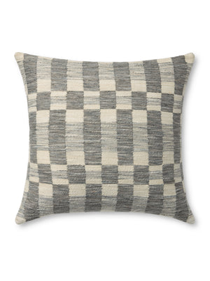 Amber Lewis x Loloi Adams Charcoal / Ivory 18'' x 18'' Cover w/Poly Pillow