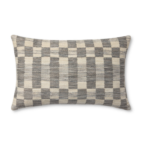 Amber Lewis x Loloi Adams Charcoal / Ivory 13'' x 21'' Cover w/Poly Pillow