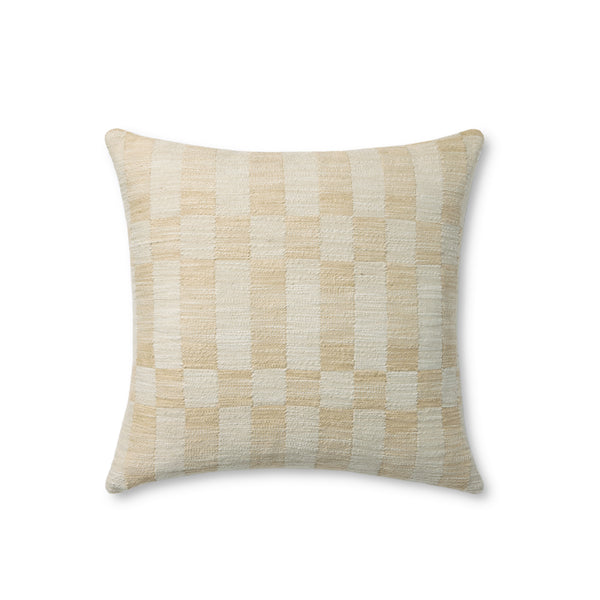 Amber Lewis x Loloi Adams Sand / Ivory 18'' x 18'' Cover w/Poly Pillow