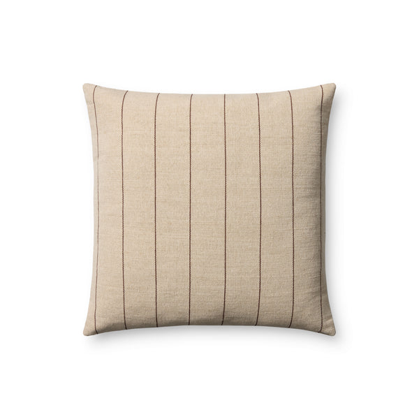 Amber Lewis x Loloi Keisha Natural / Brown 18'' x 18'' Cover w/Poly Pillow