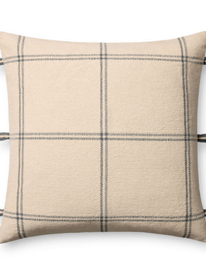Amber Lewis x Loloi Lainey Natural / Blue 24'' x 24'' Cover w/Poly Pillow