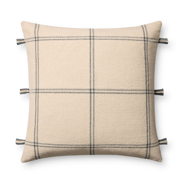 Amber Lewis x Loloi Lainey Natural / Blue 24'' x 24'' Cover w/Poly Pillow