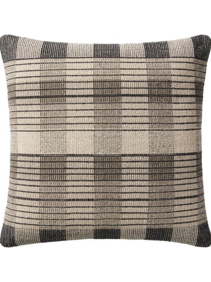 Amber Lewis x Loloi PAL0009 Ivory / Black 22" x 22" Cover w/Poly Pillow