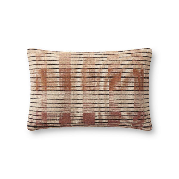 Amber Lewis x Loloi PAL0010 Ivory / Brown 13" x 21" Cover w/Down Pillow