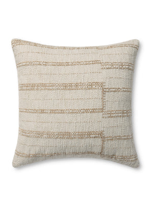 Amber Lewis x Loloi Mitzi Oatmeal 18'' x 18'' Cover w/Poly Pillow