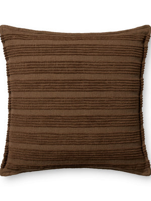 Amber Lewis x Loloi Aspyn Brown 22'' x 22'' Cover w/Poly Pillow