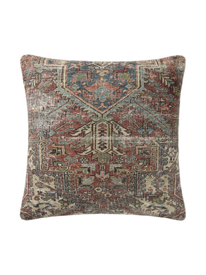 Amber Lewis x Loloi PAL0016 Rust / Multi 18" x 18" Cover w/Poly Pillow