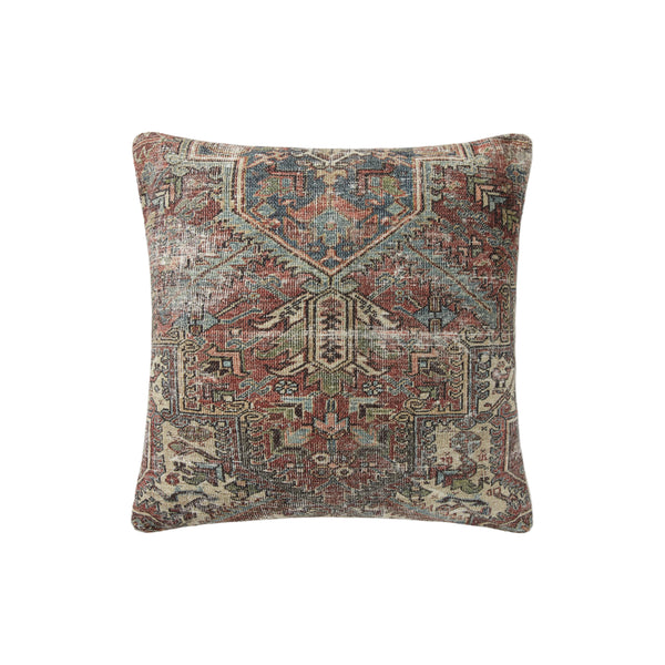 Amber Lewis x Loloi PAL0016 Rust / Multi 18" x 18" Cover w/Poly Pillow