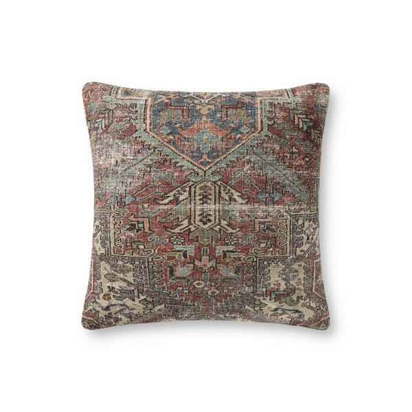 Amber Lewis x Loloi PAL0016 Rust / Multi 18" x 18" Cover Only Pillow