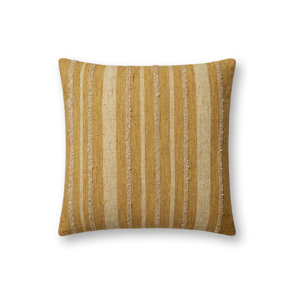 Amber Lewis x Loloi Elowen PAL0039 Gold 18'' x 18'' Cover w/Poly Pillow
