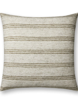 Amber Lewis x Loloi Zephyr PAL0040 Ivory / Olive 22'' x 22'' Cover w/Poly Pillow