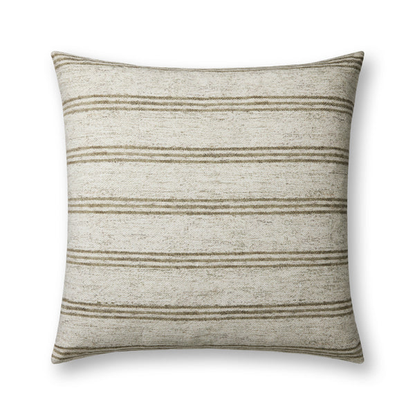Amber Lewis x Loloi Zephyr PAL0040 Ivory / Olive 22'' x 22'' Cover w/Poly Pillow