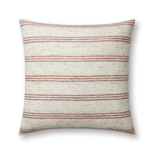 Amber Lewis x Loloi Zephyr PAL0040 Natural / Wine 22'' x 22'' Cover w/Poly Pillow
