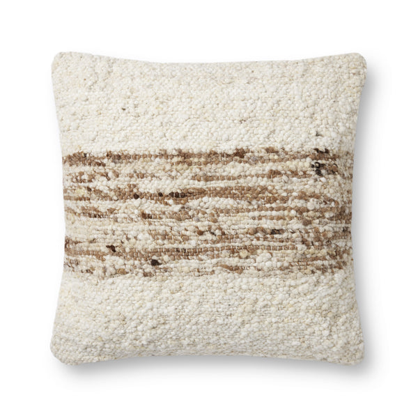 Amber Lewis x Loloi Marie Ivory / Camel 22'' x 22'' Cover w/Poly Pillow