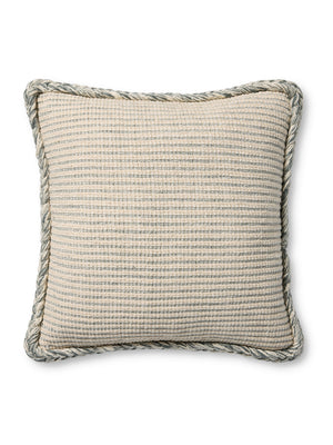 Amber Lewis x Loloi Oroville Natural / Blue 18'' x 18'' Cover w/Poly Pillow