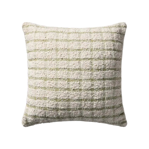 Ivory and Green Plaid Pillow