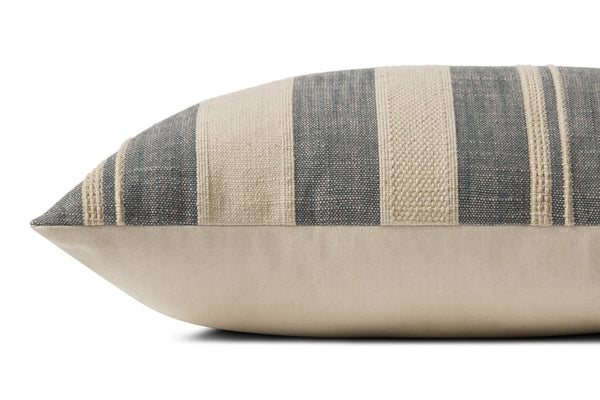 Angela Rose x Loloi Mia PAR0014 Ivory / Denim 13'' x 21'' Cover w/Poly Pillow