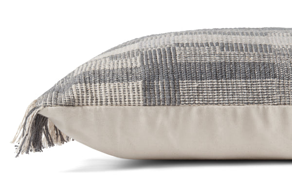 Amber Lewis x Loloi Birdie Silver / Ivory 18'' x 18'' Cover w/Poly Pillow