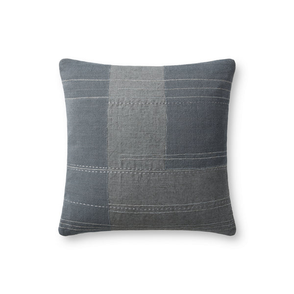 Amber Lewis x Loloi PAL0001 Blue 18" x 18" Cover w/Poly Pillow