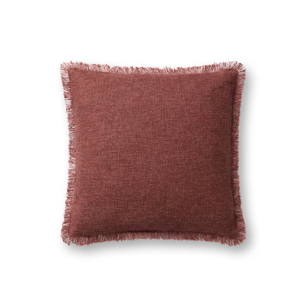 Amber Lewis x Loloi Sable PAL0033 Wine 18'' x 18'' Cover w/Poly Pillow