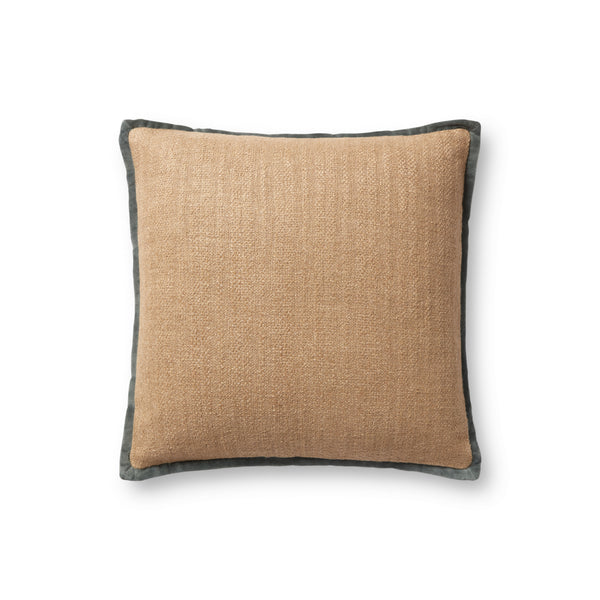 Amber Lewis x Loloi Aveline PAL0034 Natural / Blue 18'' x 18'' Cover w/Poly Pillow
