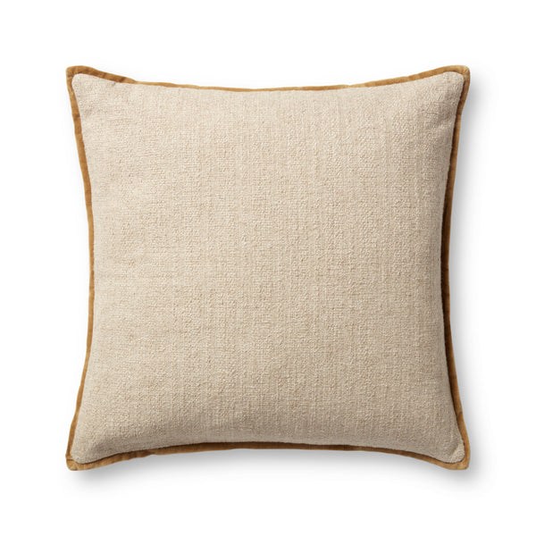 Amber Lewis x Loloi Aveline PAL0035 Ivory / Gold 22'' x 22'' Cover w/Poly Pillow