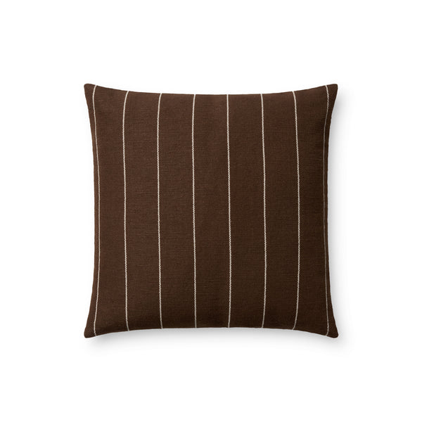 Amber Lewis x Loloi Keisha Chocolate / Natural 18'' x 18'' Cover w/Poly Pillow