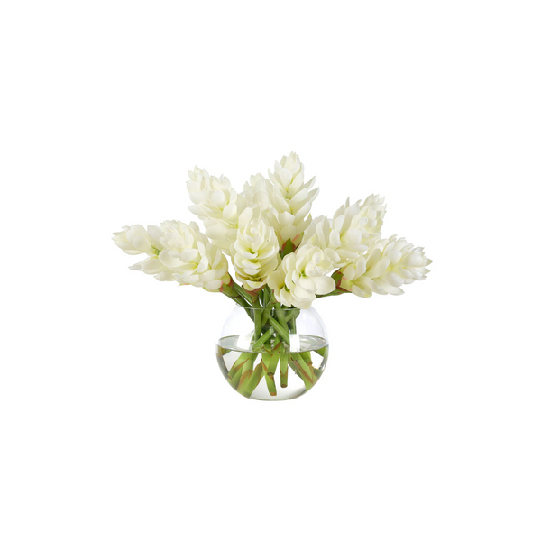 White Ginger Arrangement in Glass Bubble