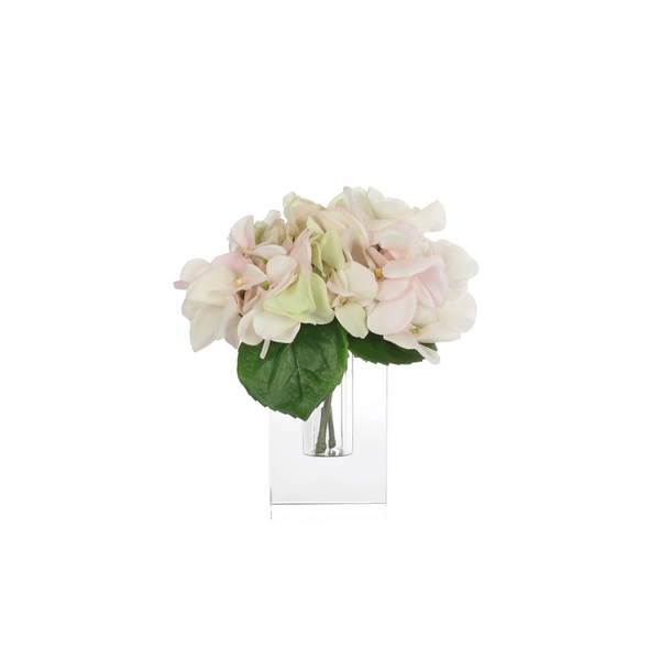 Cream Hydrangea in Glass Vase Faux Florals