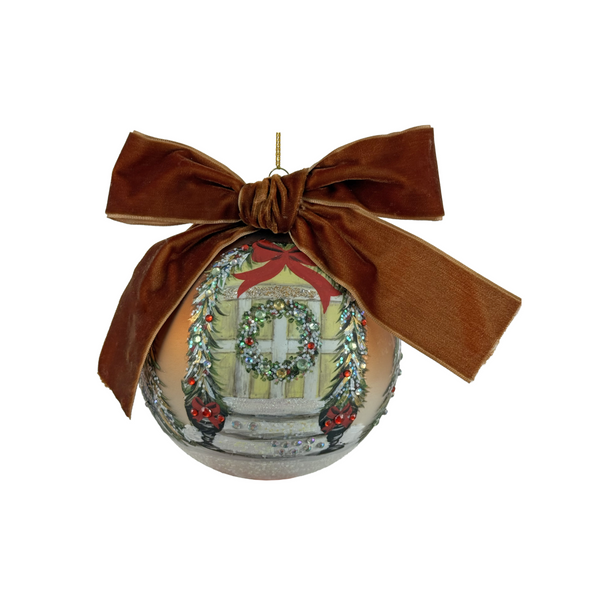 Holiday Townhouse Glass Ornament