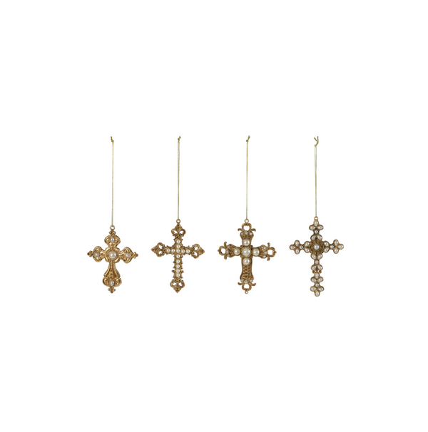 Ornate Pewter Cross Ornament