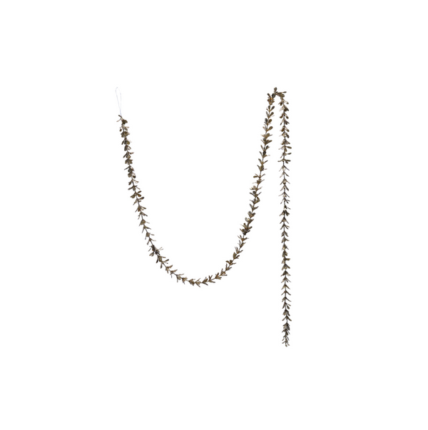 Faux Boxwood Garland with Glitter