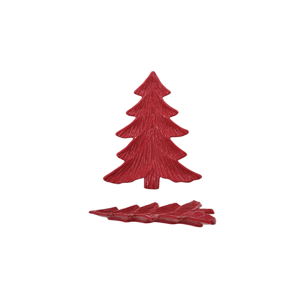 Red Ceramic Tree Shaped Plate