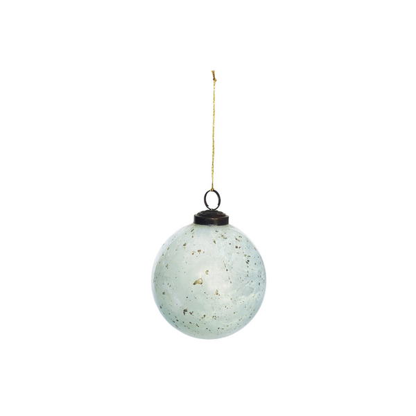 Milky White Seeded Glass Ball Ornament