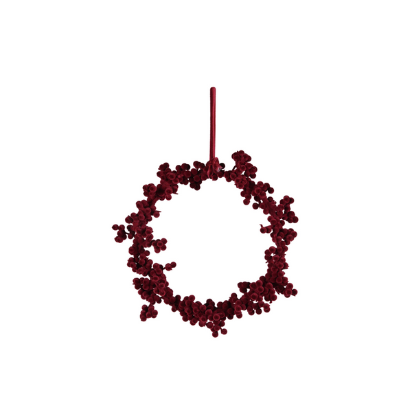 Burgundy Flocked Foam Ball Wreath