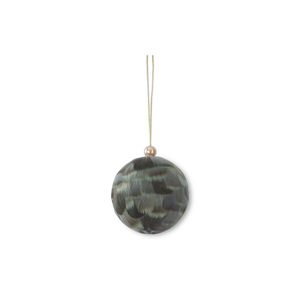 Sage Green Feather Round Ornament