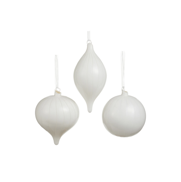 White Striped Ornaments
