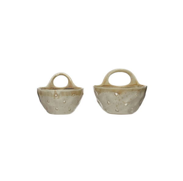 Stoneware Colanders with Handles - Set of 2